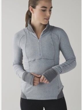 lululemon athletica Gray Quarter-Zip Thumbhole Pullover